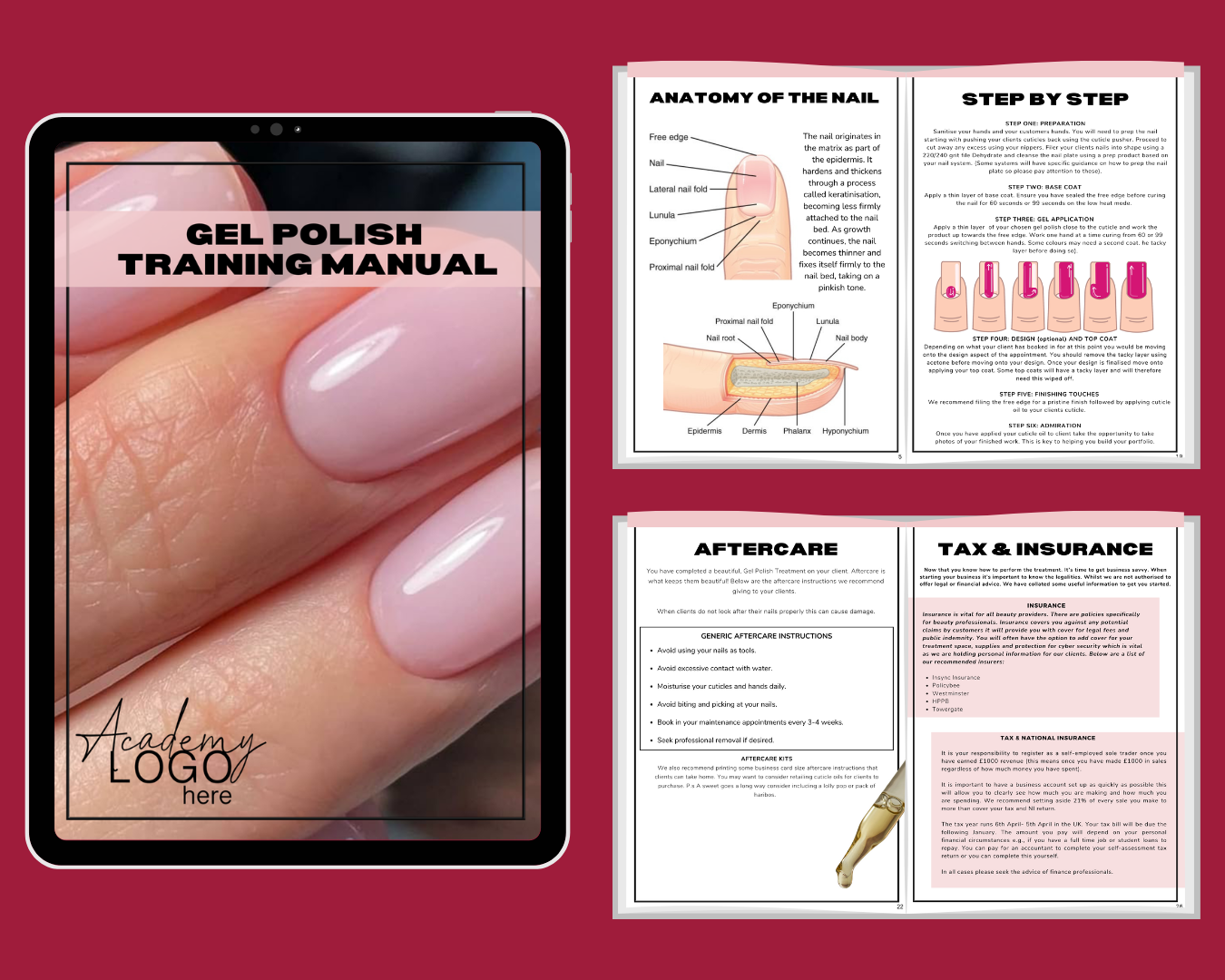 gel polish training manual cover with red background