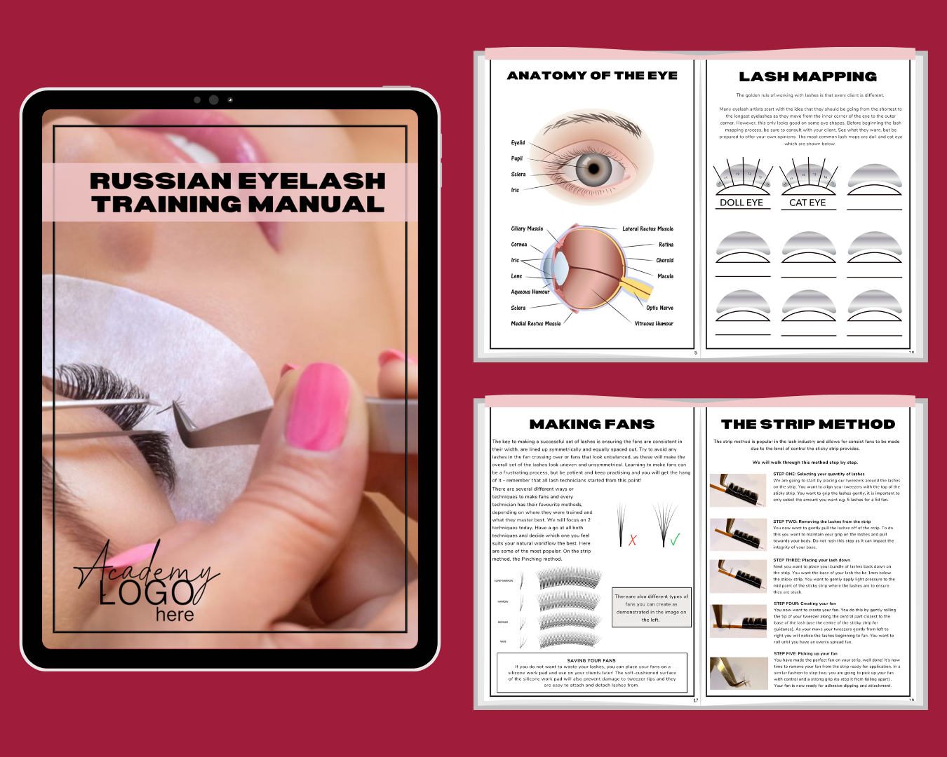 Russian eyelash training manual cover on red background
