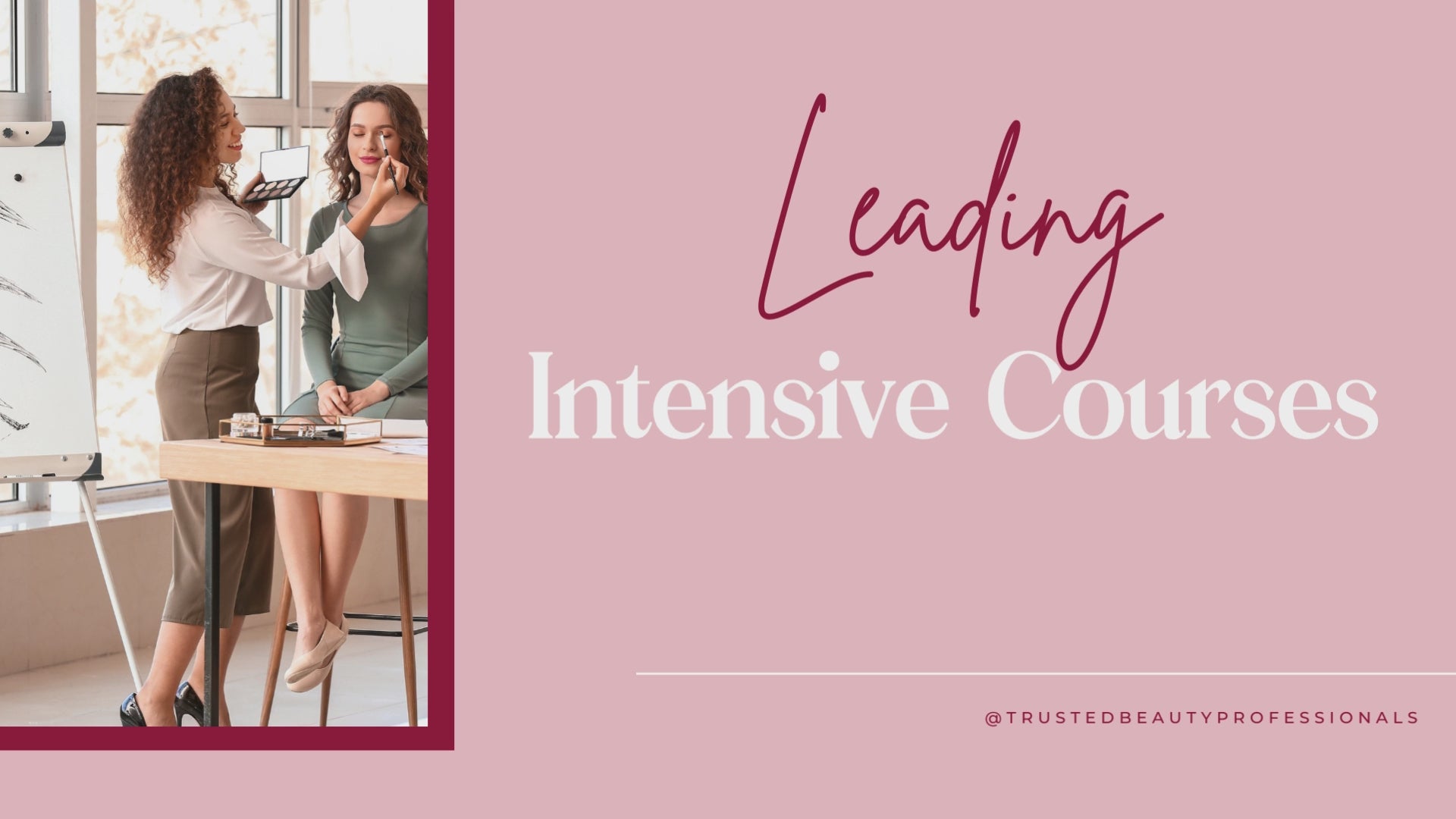 Load video: Pink background on presentation with text that reads &#39;leading intensive courses&#39;